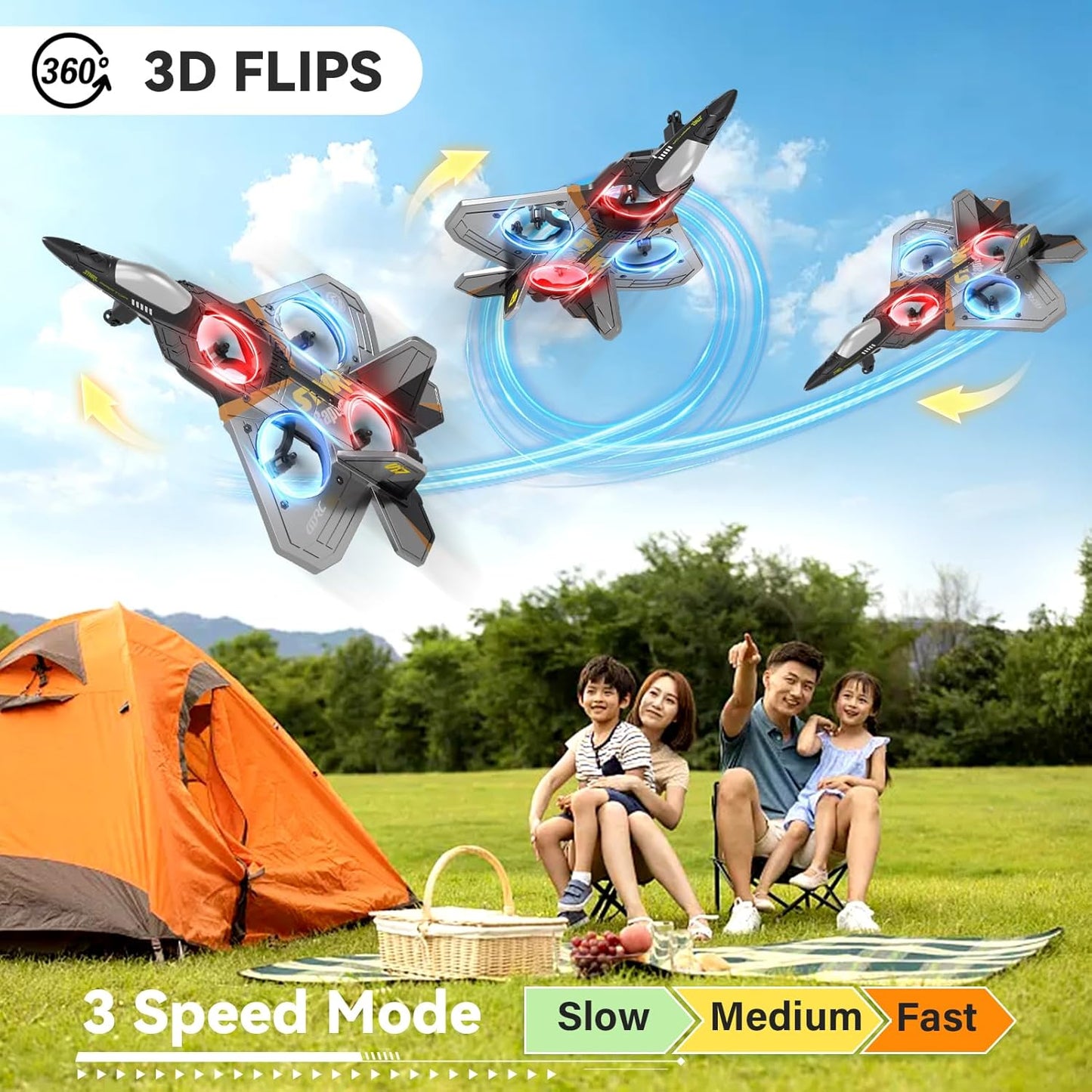 P-one Aircraft Remote Control Plane RC Plane – 2-in-1 Drone Glider for Kids & Adults Fighter Jet with Light, 360° Flip Fighter Jet Toy, Gravity Sensing, Stunt Roll, Gifts for Kids Boys