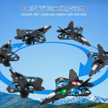 P-one Aircraft Remote Control Plane RC Plane – 2-in-1 Drone Glider for Kids & Adults Fighter Jet with Light, 360° Flip Fighter Jet Toy, Gravity Sensing, Stunt Roll, Gifts for Kids Boys