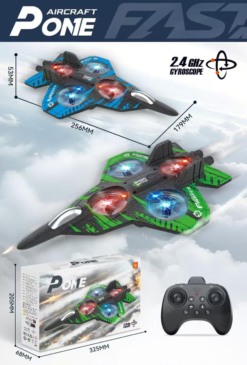 P-one Aircraft Remote Control Plane RC Plane – 2-in-1 Drone Glider for Kids & Adults Fighter Jet with Light, 360° Flip Fighter Jet Toy, Gravity Sensing, Stunt Roll, Gifts for Kids Boys